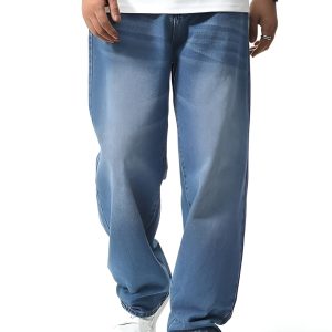 Men's Wide-Leg Baggy Denim Jeans – Light Wash Blue