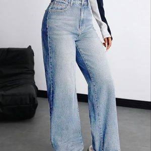 Women’s Light Blue Wide-Leg High-Waist Jeans