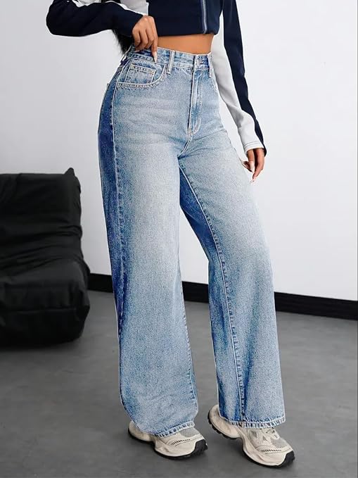 Women’s Light Blue Wide-Leg High-Waist Jeans