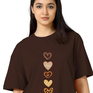 Black Oversized Heart Graphic Print T-Shirt for Women
