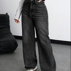 Women’s Black Wide-Leg High-Waist Jeans