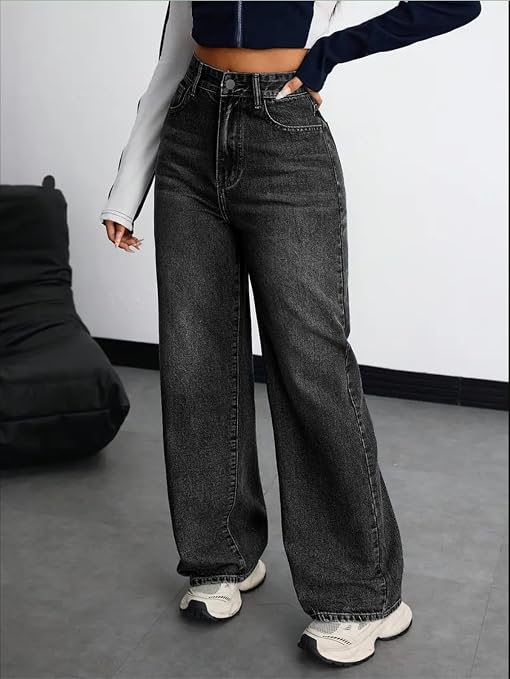 Women’s Black Wide-Leg High-Waist Jeans