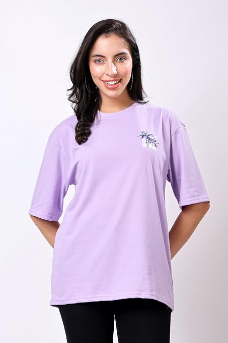 Women’s Lavender Printed Oversized T-Shirt