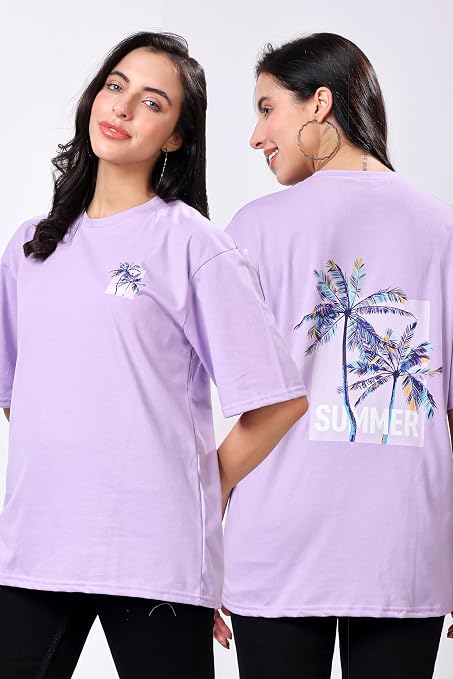 Women’s Lavender Printed Oversized T-Shirt - Image 5